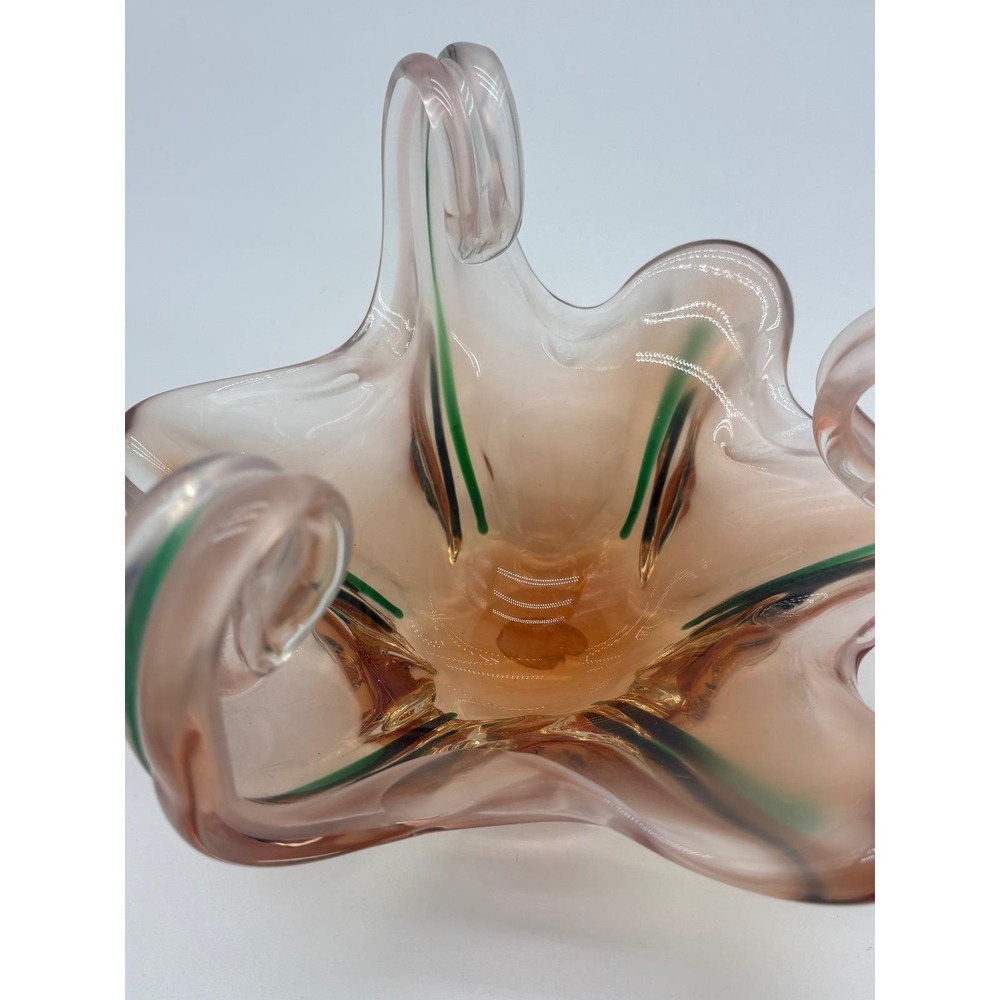 Vintage Murano Art Glass Amber Centerpiece Bowl Jordan Imports Label Italy V8 - Picture 10 of 10